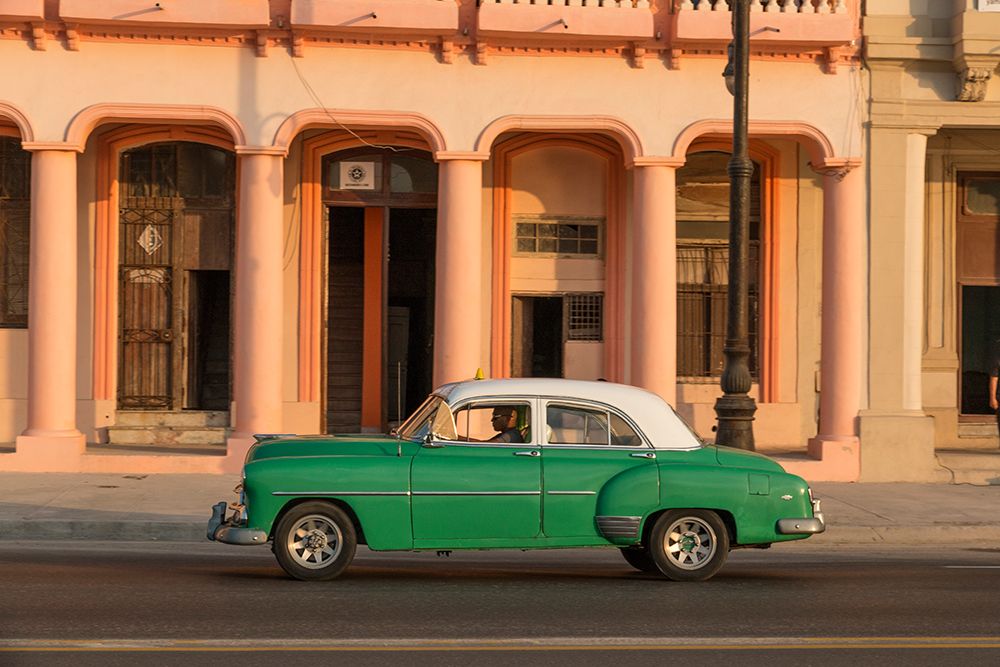 Cuba, Havana. 1954 Chevrolet. Vintage cars along Havanas old city center